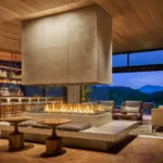 The lobby with a fireplace at Montage Healdsburg