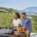 A couple doing a wine tasting