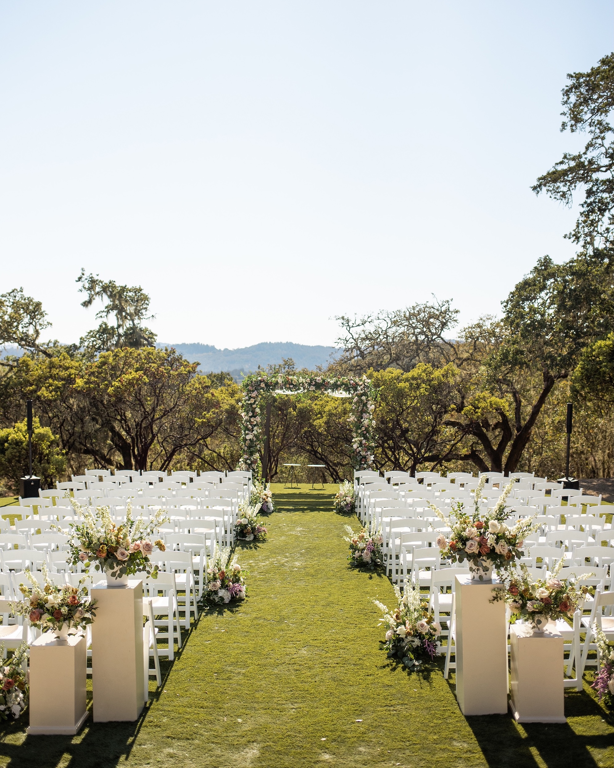 Montage Healdsburg wedding set up on the Oak Lawn