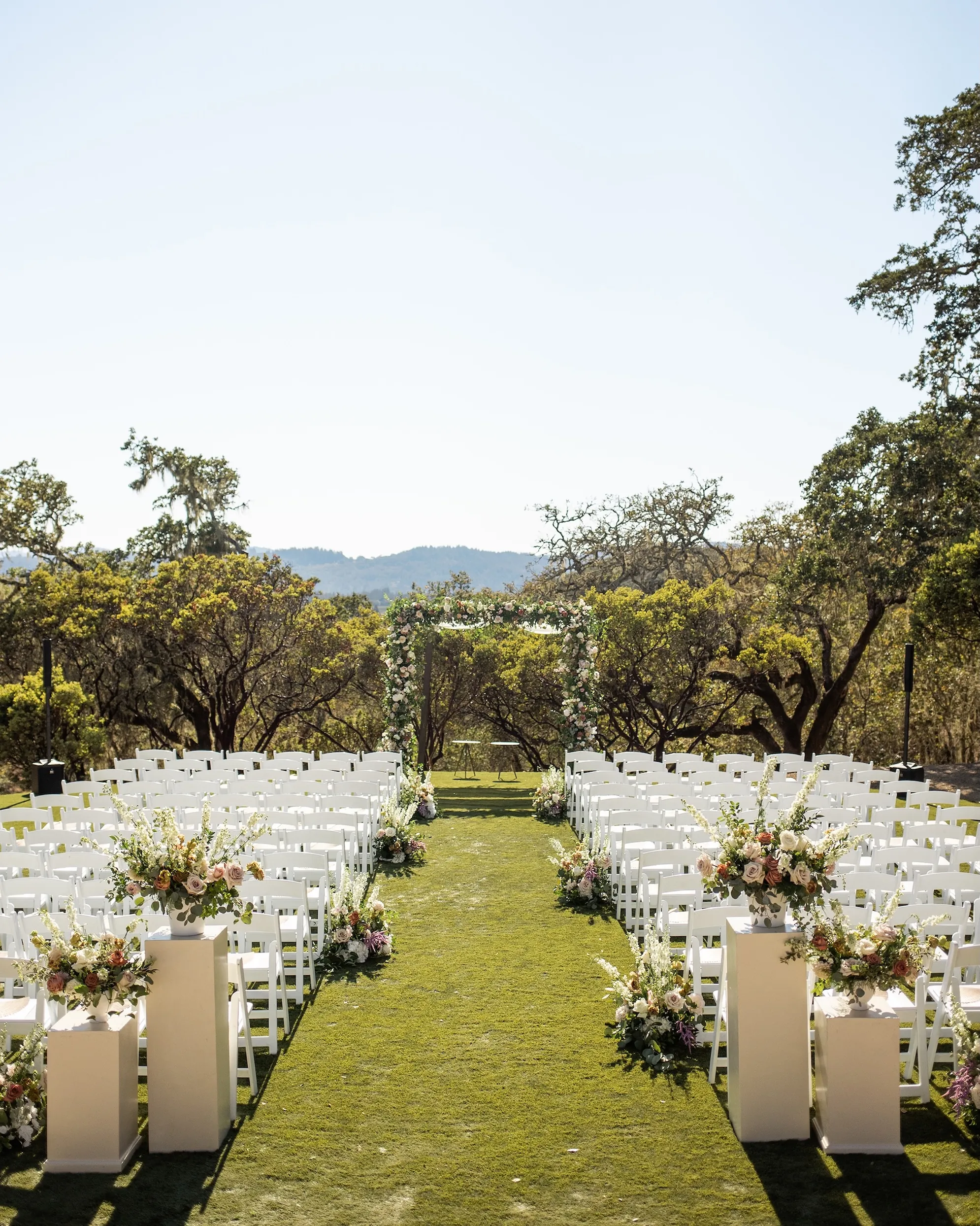 Montage Healdsburg wedding set up on the Oak Lawn