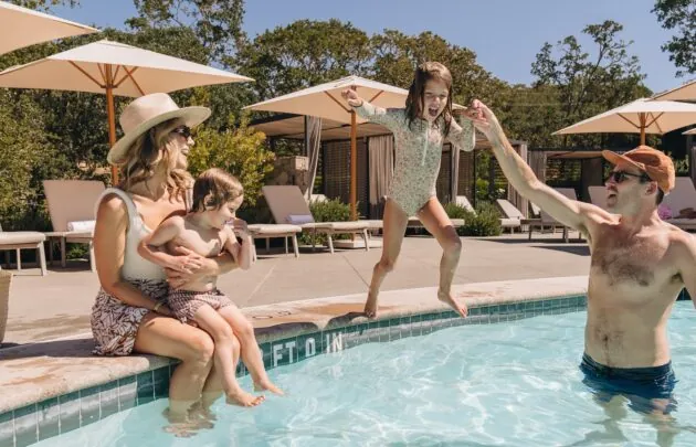Family in pool at Montage Healdsburg
