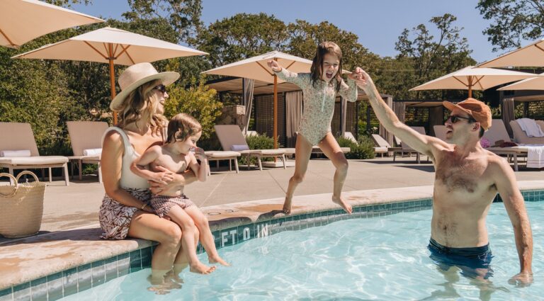 Family in pool at Montage Healdsburg