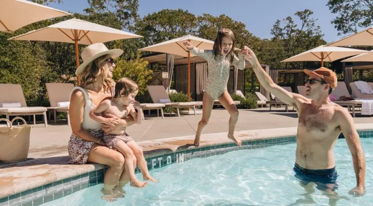 Family in pool at Montage Healdsburg