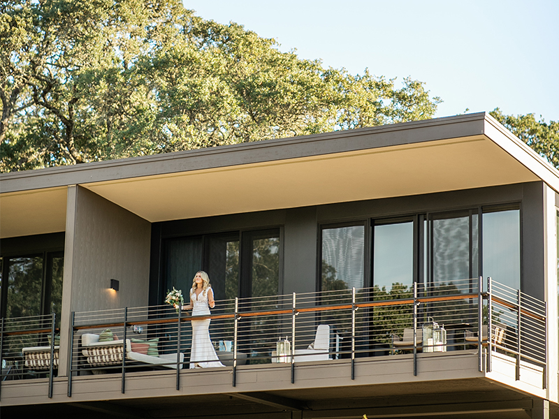 Bride on balcony