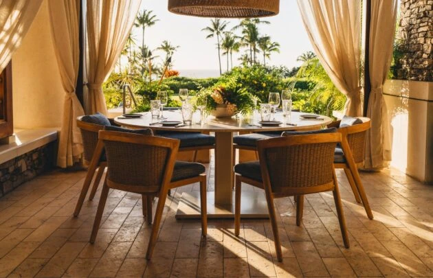 Interior of Cane and Canoe, Montage Kapalua Bay's signature restaurant.