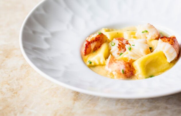 Kahuku sweet corn agnolotti dish from Cane & Canoe.