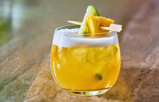 Cucumber Refresh zero-proof libation at Cane & Canoe.