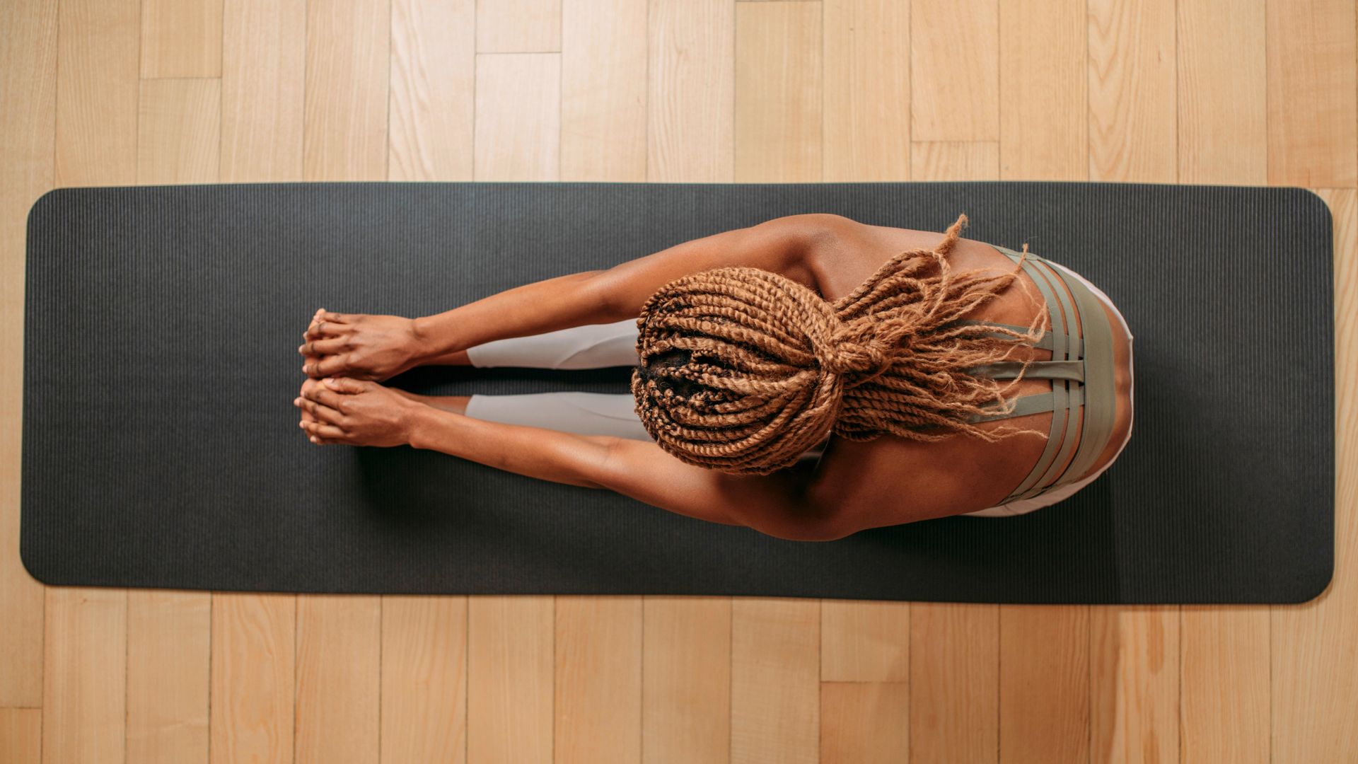 A woman stretching