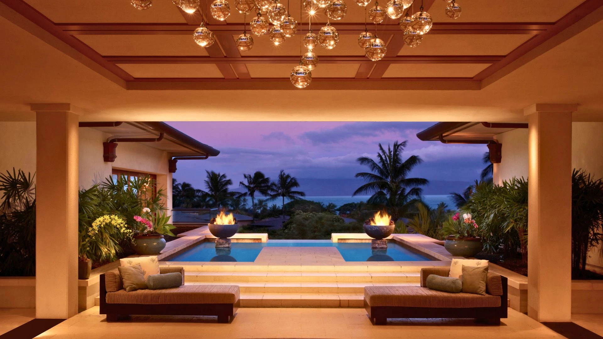 The lobby at Montage Kapalua Bay