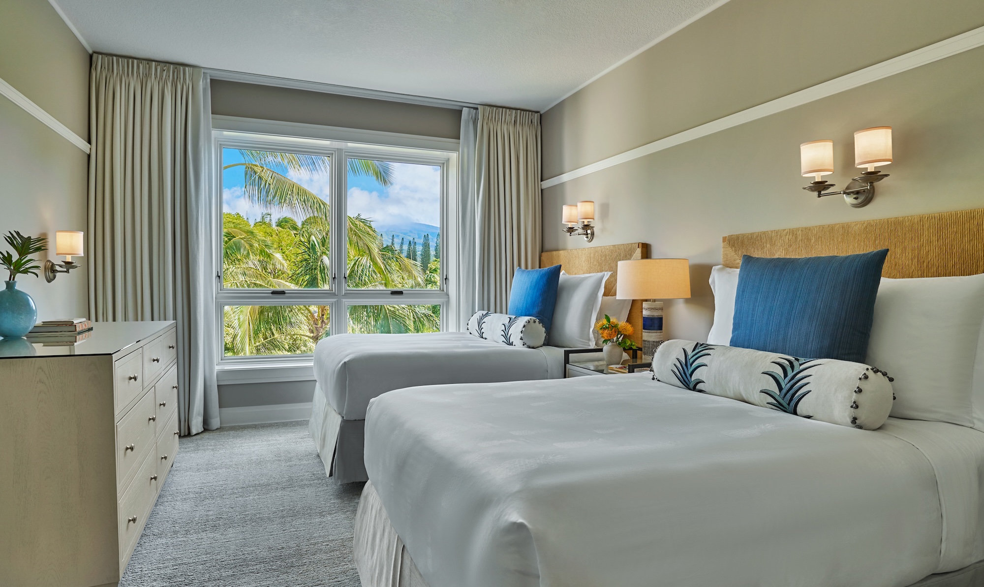 Montage Residences Kapalua Bay well-appointed guestroom with two beds