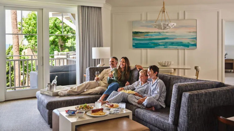 Family enjoying a suite at Montage Laguna Beach.