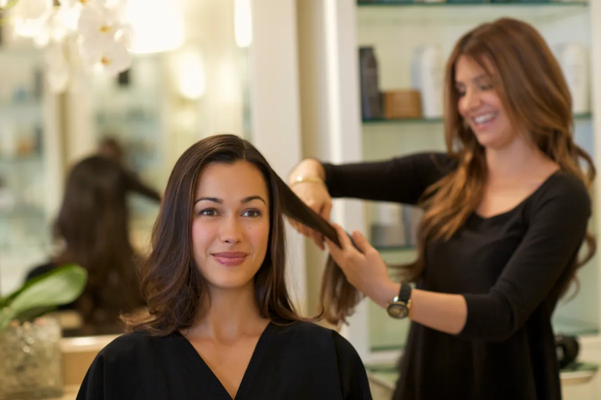 Woman Receiving a Hair Cut at the Salon at Montage Laguna Beach