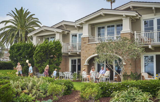 Family Outside on Bungalow Lawn at Montage Laguna Beach