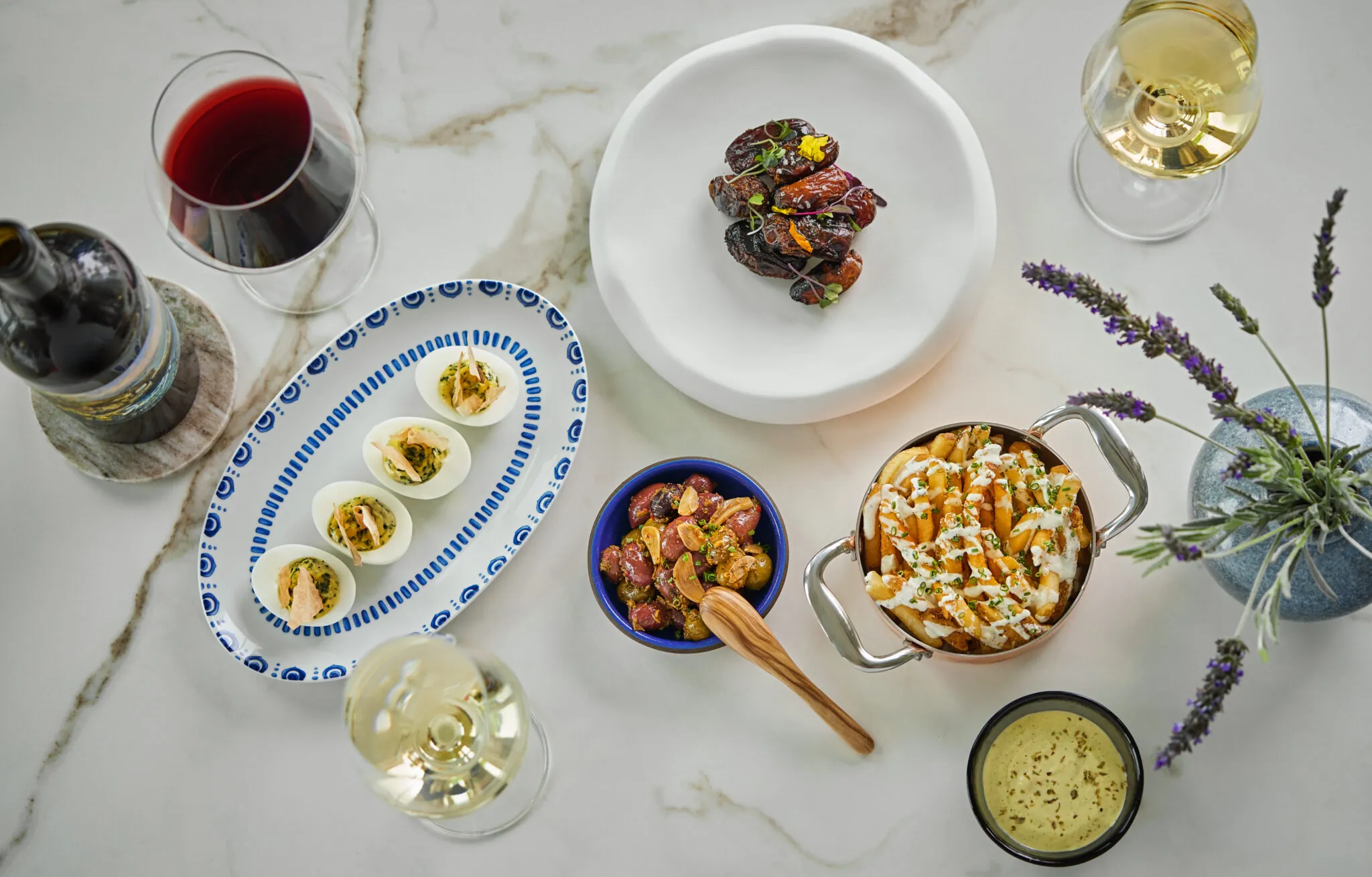 Spread of Mediterranean cuisine at Studio restaurant