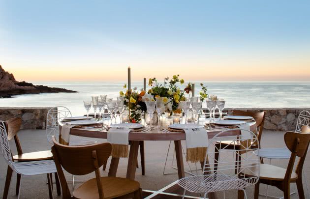 Private table at sunset