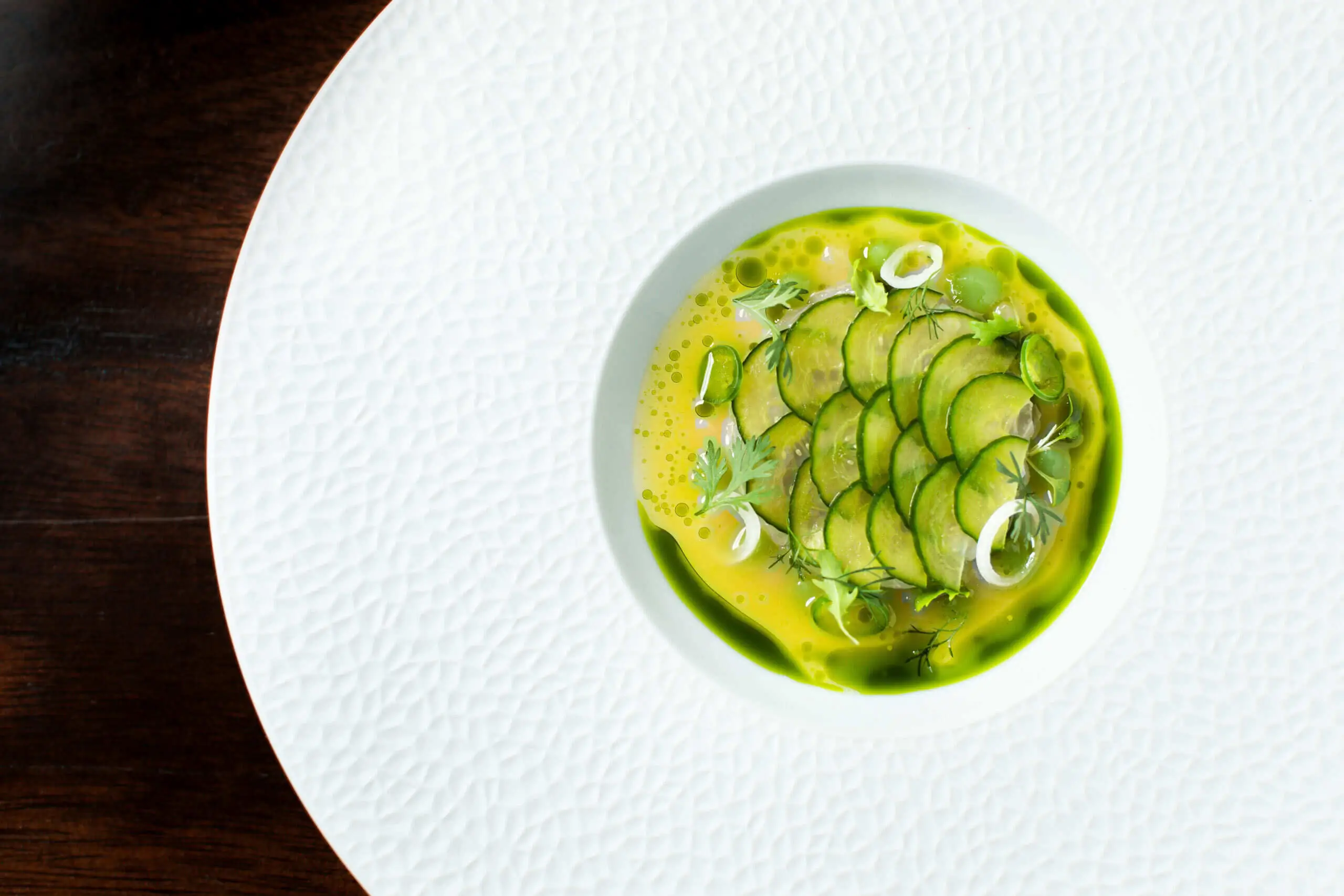 green food on white plate
