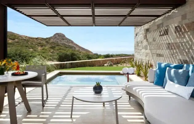 Ocean view patio in Los Cabos hotel