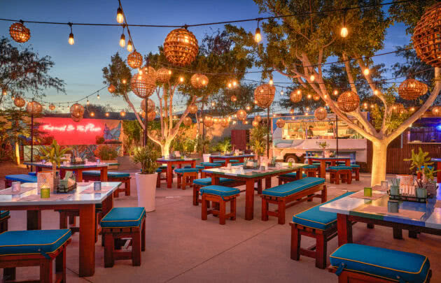 Talay Restaurant patio in Los Cabos at Night