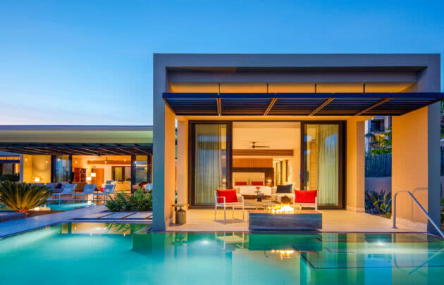The pool outside of the Twin Dolphin Suite at Montage Los Cabos