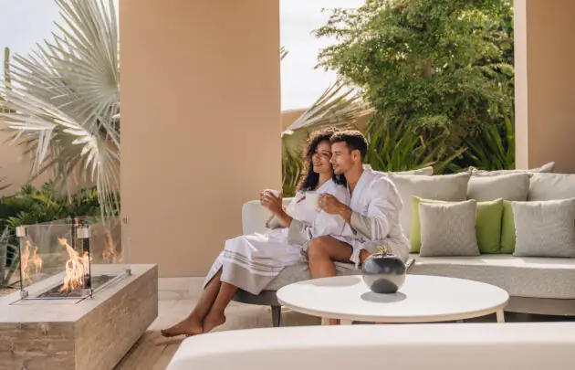 Couple on patio at Montage Los Cabos