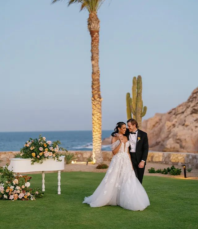 A bride and groom at Montage Los Cabos