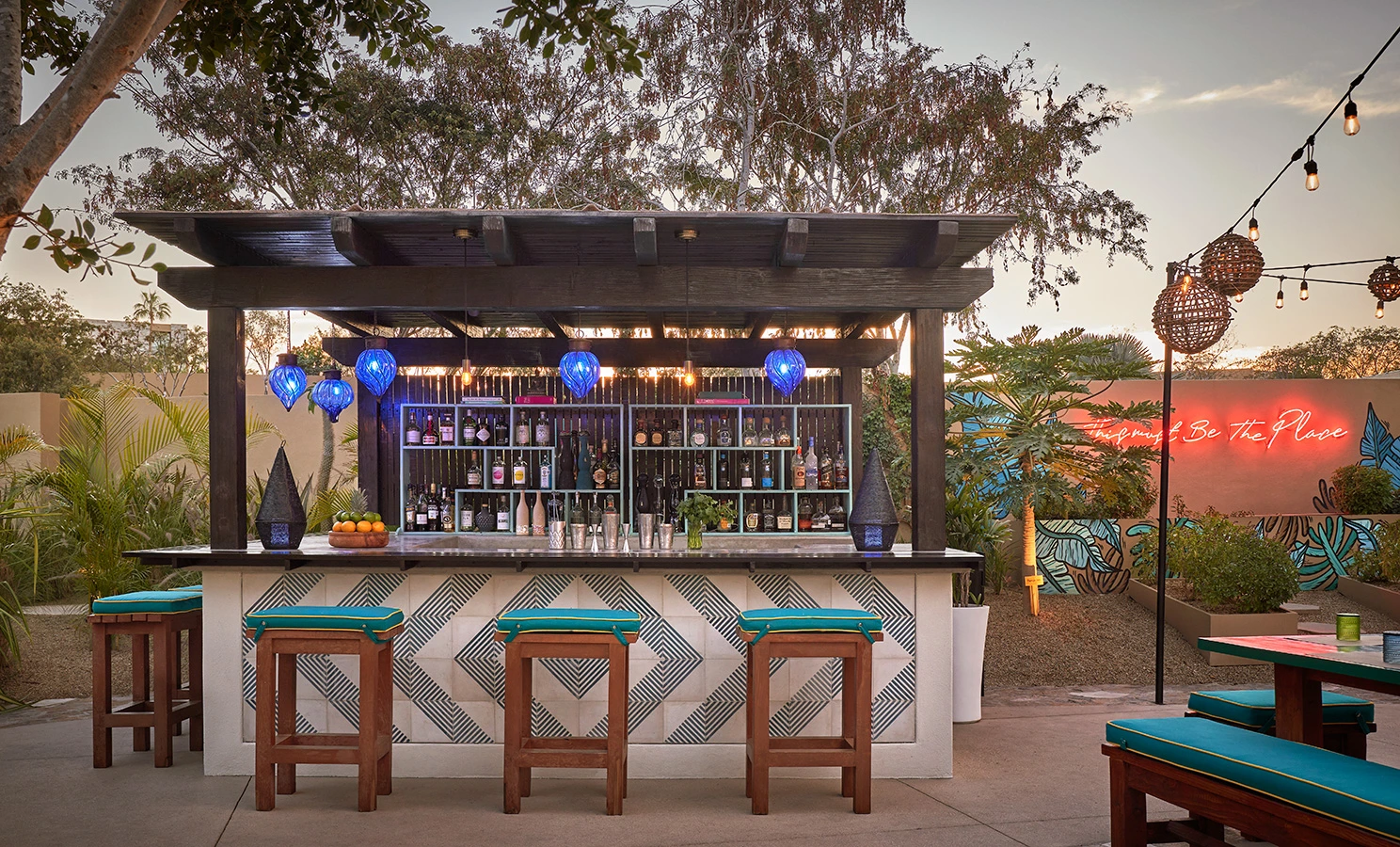 An outdoor bar at Talay