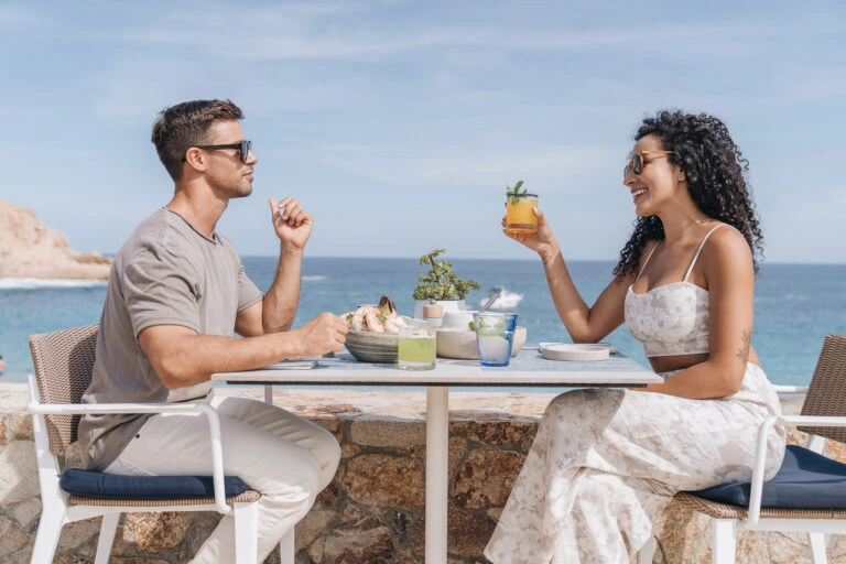 A couple having dinner at Marea at Montage Los Cabos