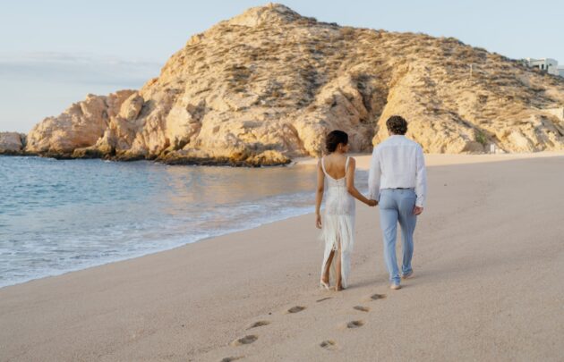 couple walking on beach