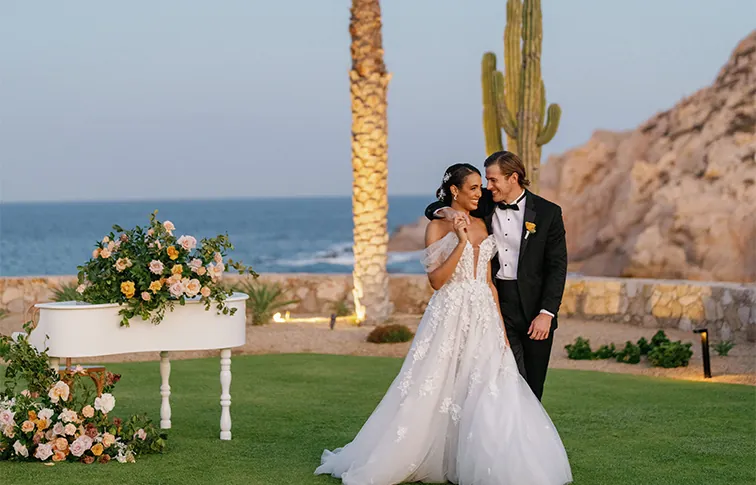 A married couple on their wedding day at Montage Los Cabos