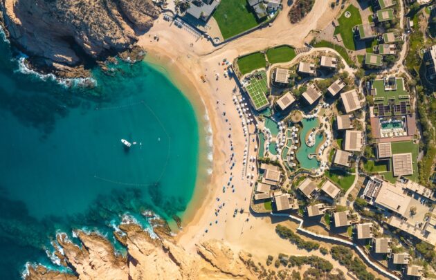drone shot of Santa Maria beach