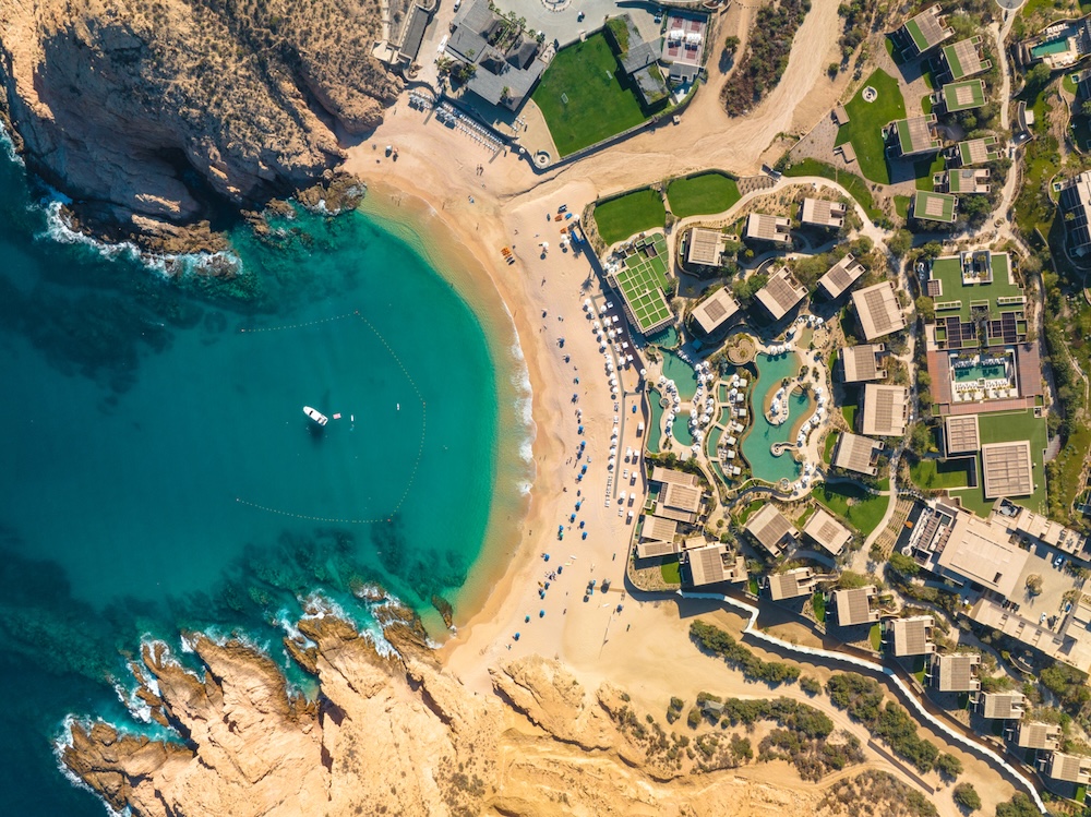 drone shot of Santa Maria beach