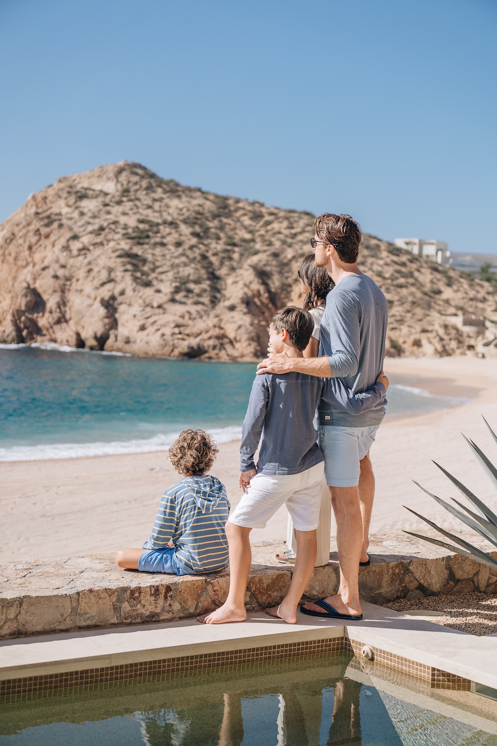 Family looking at beach