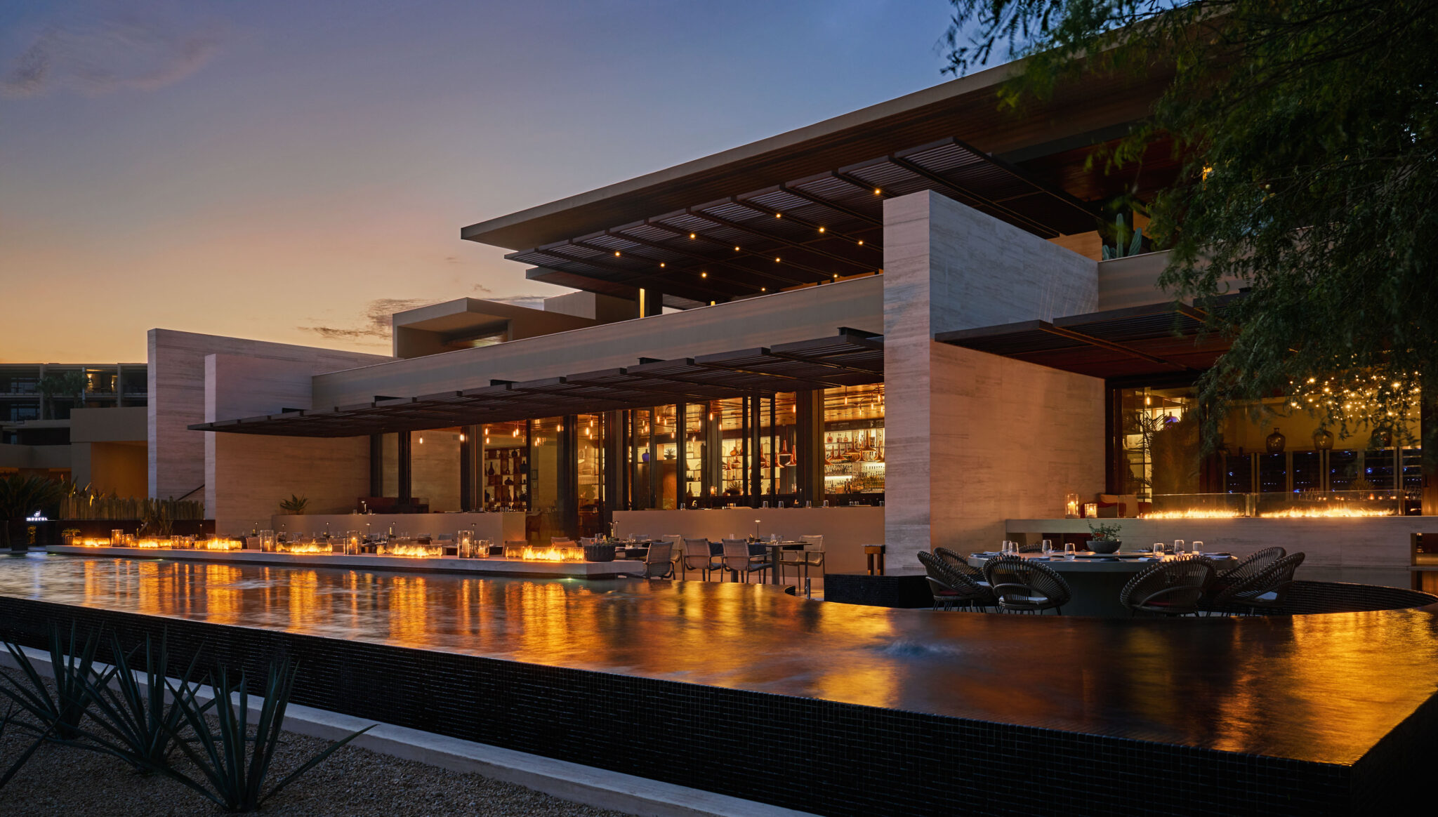 Mezcal patio at dusk