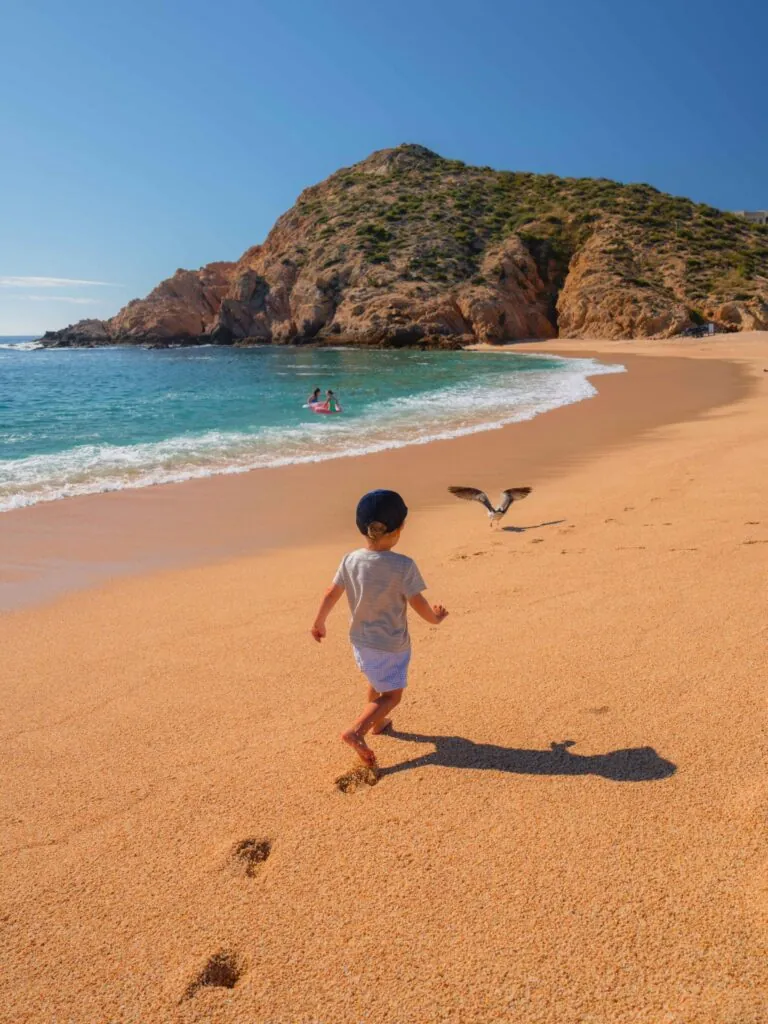 A child running on the beach