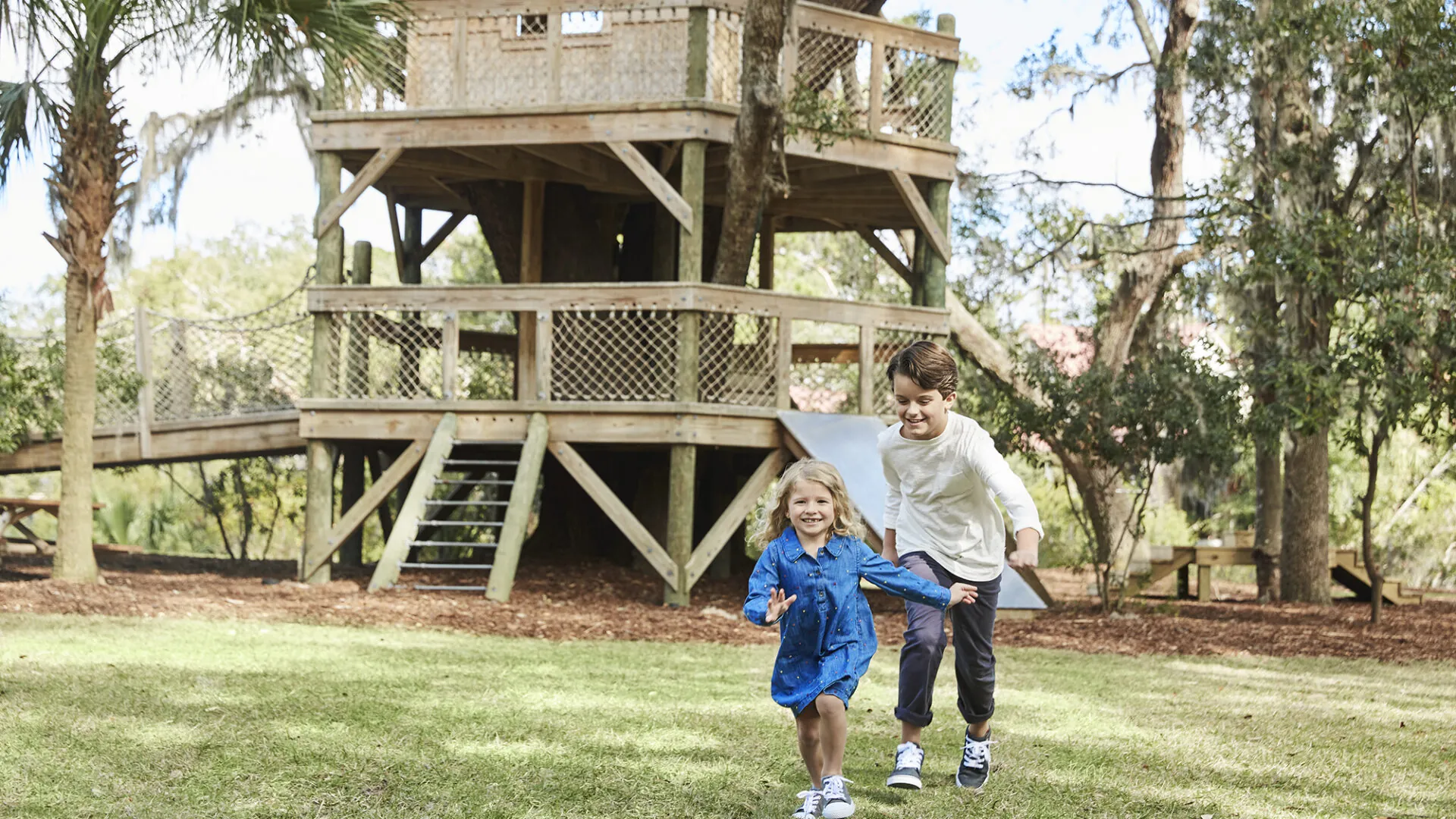 Kids playing on family vacation in Palmetto Bluff