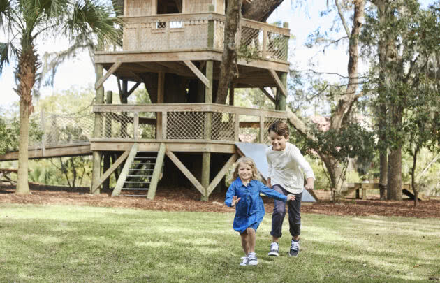 Kids playing on family vacation in Palmetto Bluff
