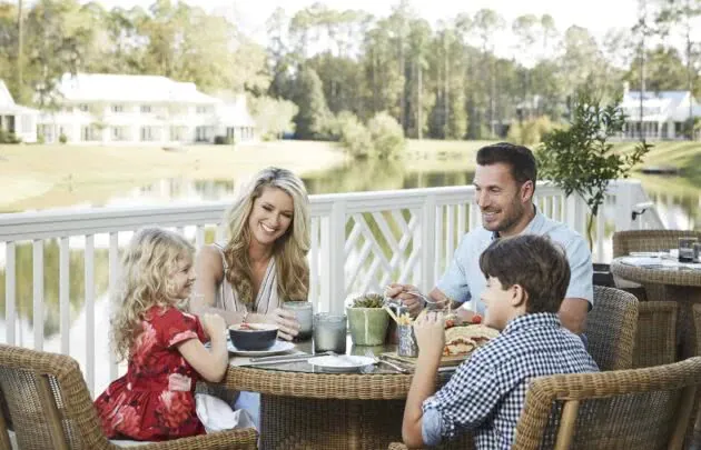 Family dinner at Palmetto Bluff restaurant