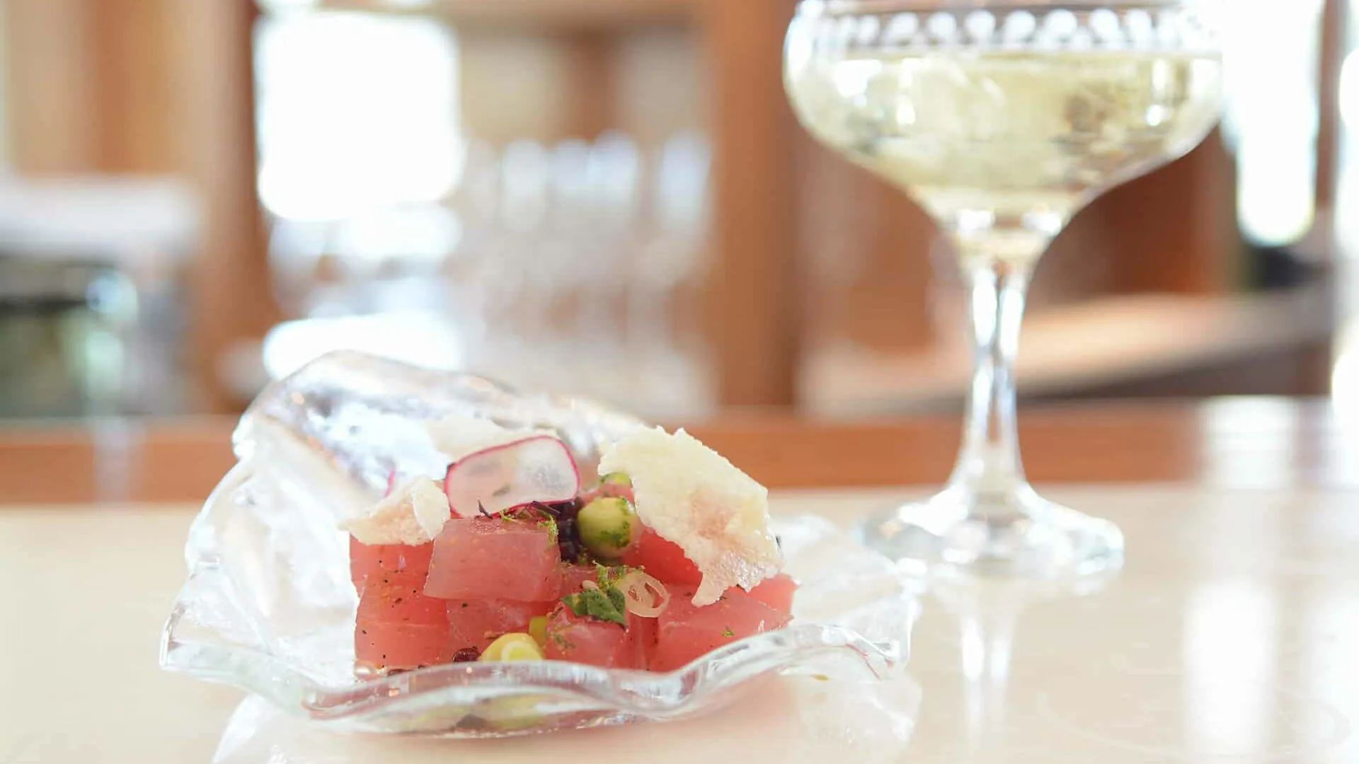 Poke and Champagne at Palmetto Bluff restaurant
