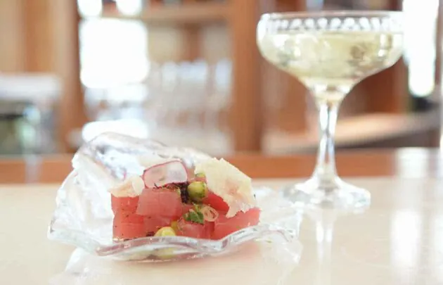 Poke and Champagne at Palmetto Bluff restaurant