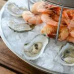 Shrimp and oysters at Palmetto Bluff hotel restaurant