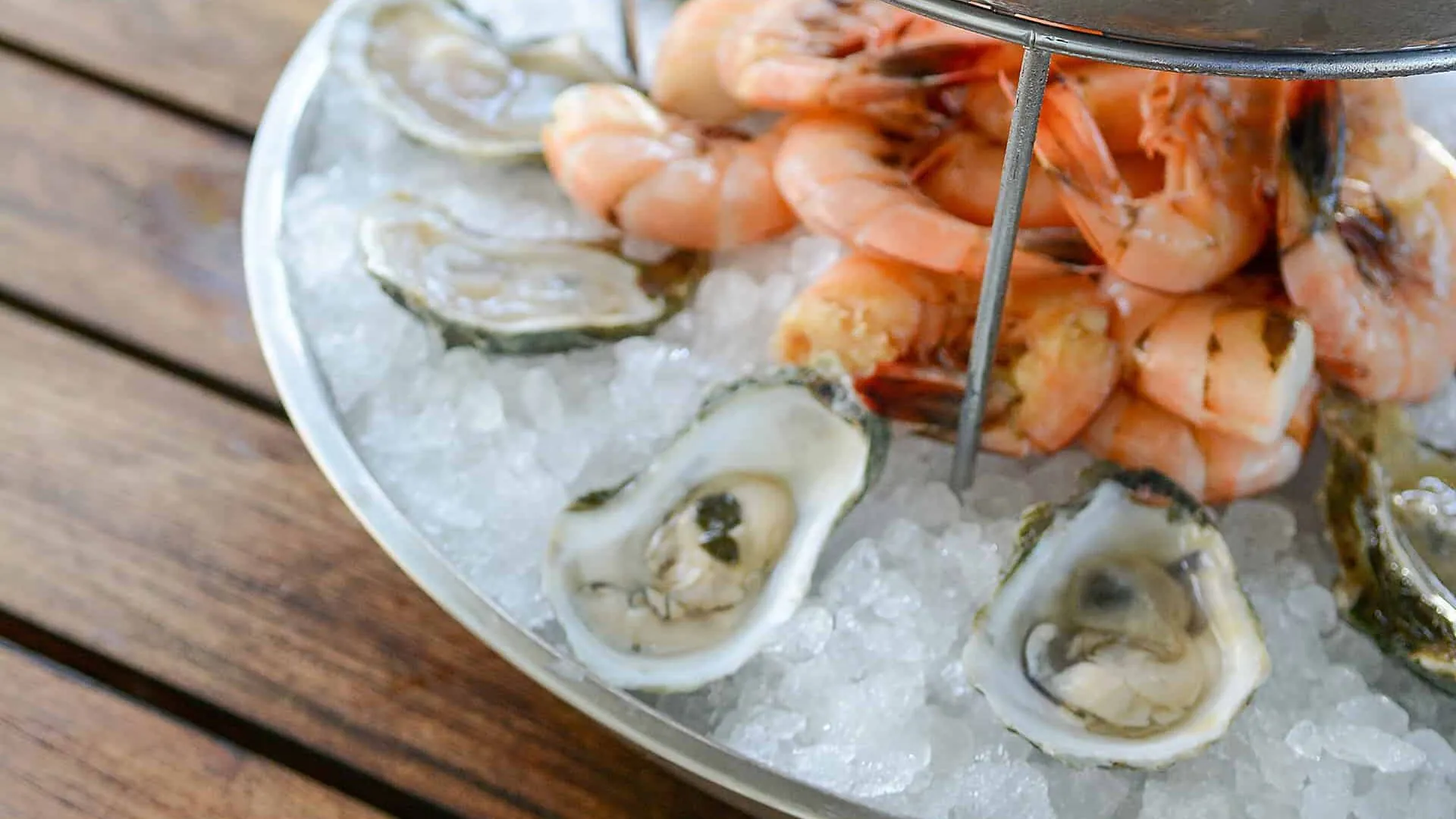 Shrimp and oysters at Palmetto Bluff hotel restaurant
