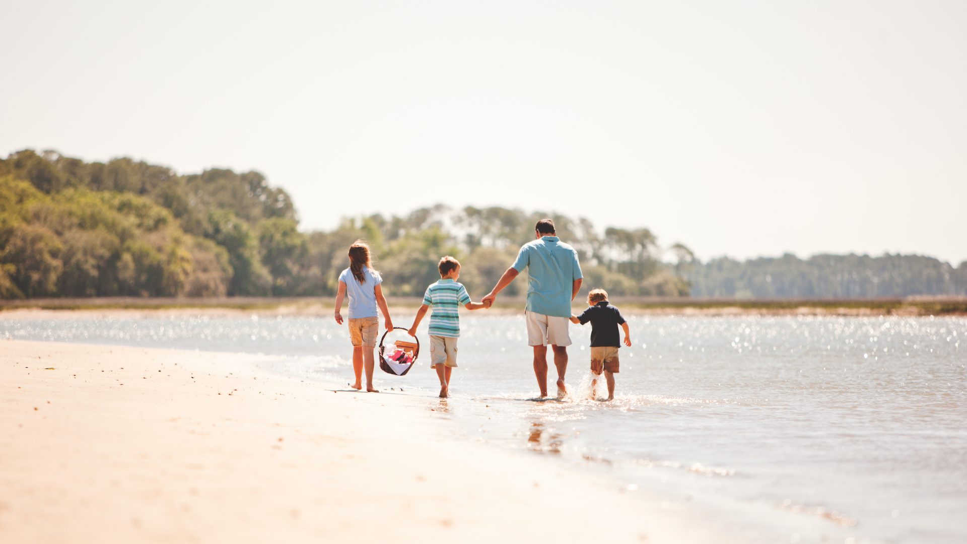 Family on the sandbar