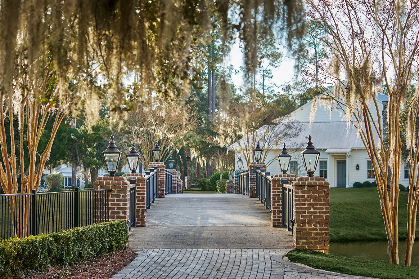 A scenic bridge on the property of Montage Palmetto Bluff in the South Carolina Lowcountry.