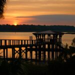 Dock at sunrise at Montage Palmetto Bluff