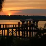 Dock at sunrise at Montage Palmetto Bluff