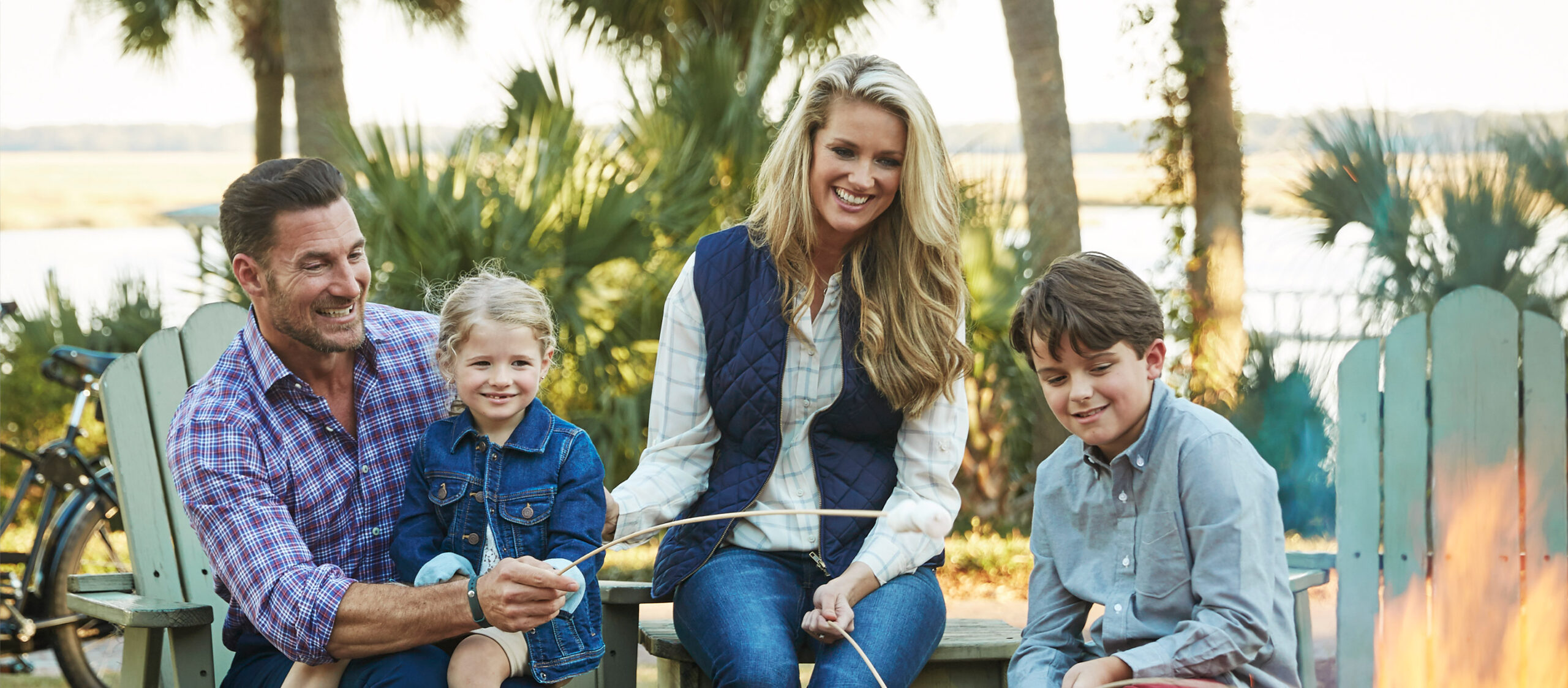 Families roasting Smores at Montage Palmetto Bluff