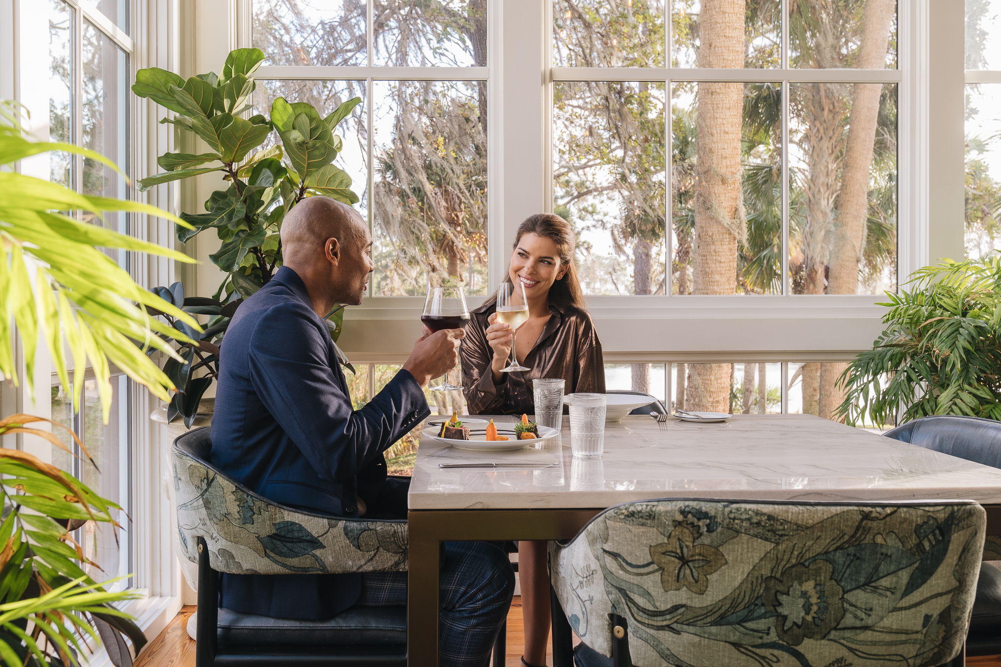 Couple dining at River House