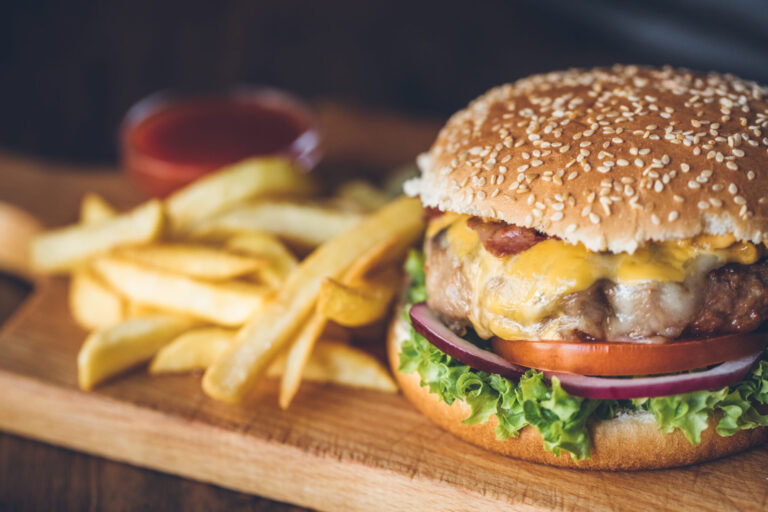 Cheeseburger with fries