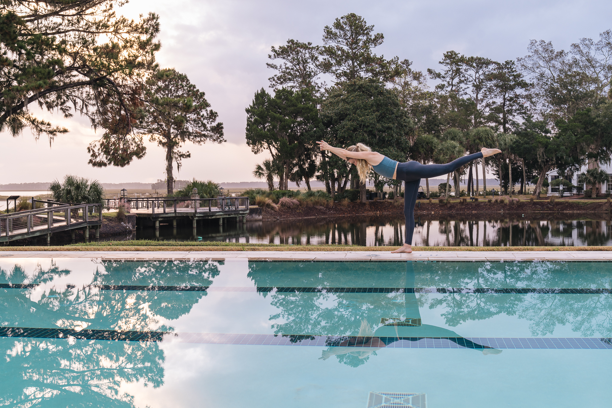 Poolside yoga