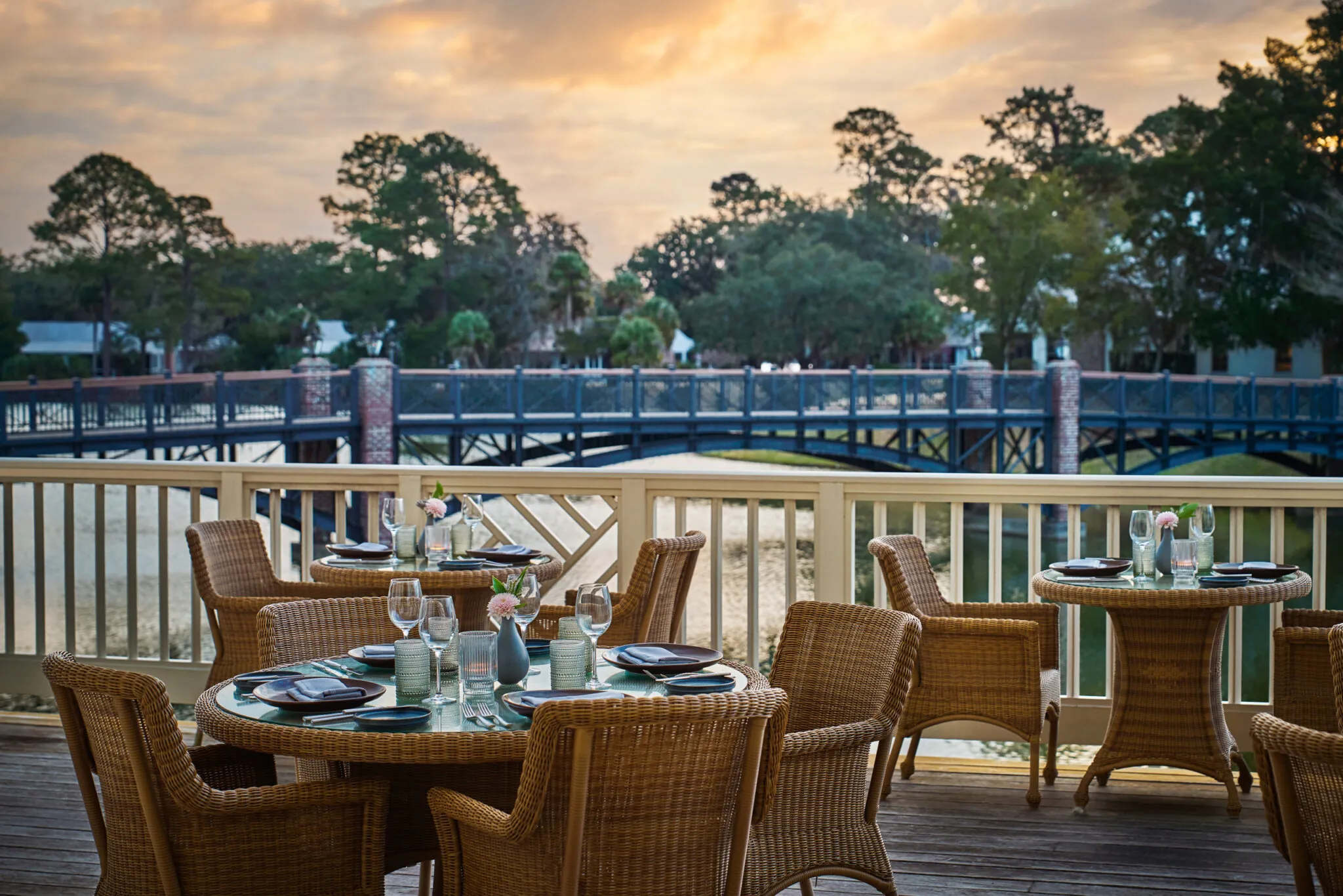 Table settings on the patio of Octagon